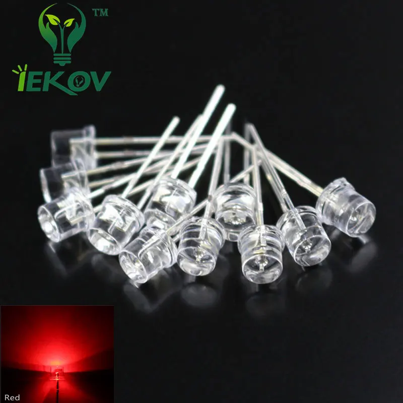 1000pcs LED 5MM Flat Top Red Wide Angle Emitting Diodes Urtal Bright