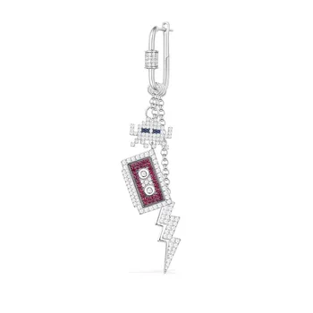 

SLJELY Luxury Women 925 Sterling Silver LOVE 80S Collection Earrings with Red Zircon Magnetic Tape Space Shooter Lightning Bolt