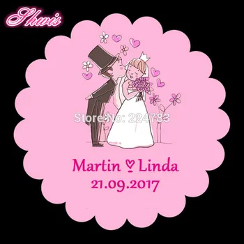 

100pcs Wedding Self-Adhesive Paper Stickers Candy box Stickers Wedding Invitation Sticker Custom Tag For Wedding Celebrations