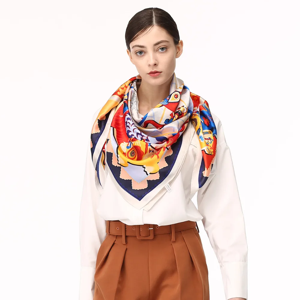 Buy Luxury Brand 100 Silk scarf women, Fashionable