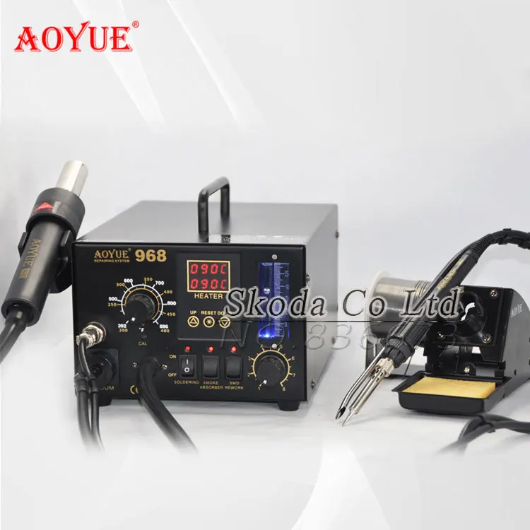 

AOYUE968 220V Multifunction repair system hot air gun soldering iron Smoking device 2 in1 digital display SMD BGA repair tools