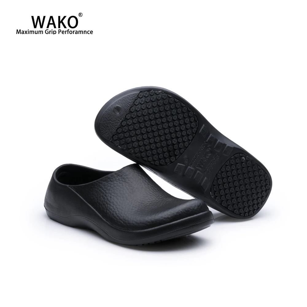 

WAKO Men Chef Kitchen Work Shoes Non-Slip Safety Working Shoe Anti-Skid Cook Sandals For Hotel Restaurant Master Chef Black 9051