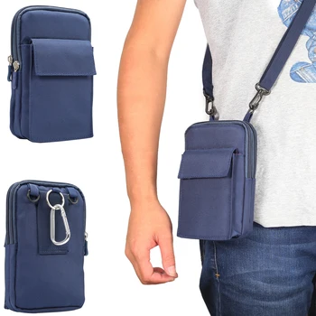 

6.4 inch Shoulder Bag Small Messenger Bag Man Casual Crossbody Bag Waist Belt Clip Fanny Pack Wallet Zipper Travel Military Bag