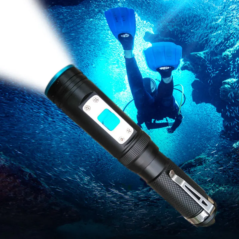 

XM-L2 18650 Diving flashlight LED Underwater Flashlights Waterproof Portable Lantern Lights dive light Lamp Torch