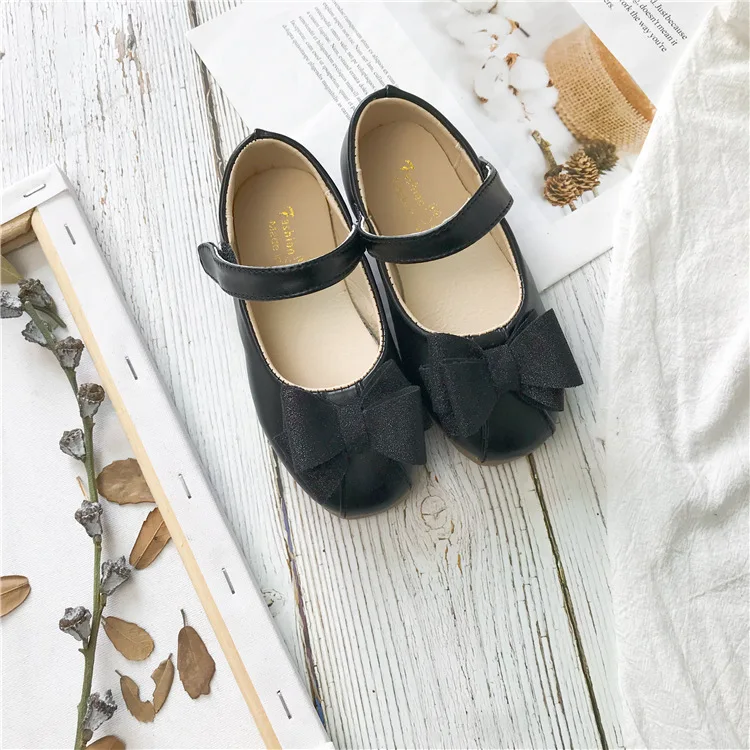 cute baby Girl Leather Shoes New Summer autumn Children Soft sole Fashion Single Shoes Little toddler Girl Princess Shoes - Цвет: black