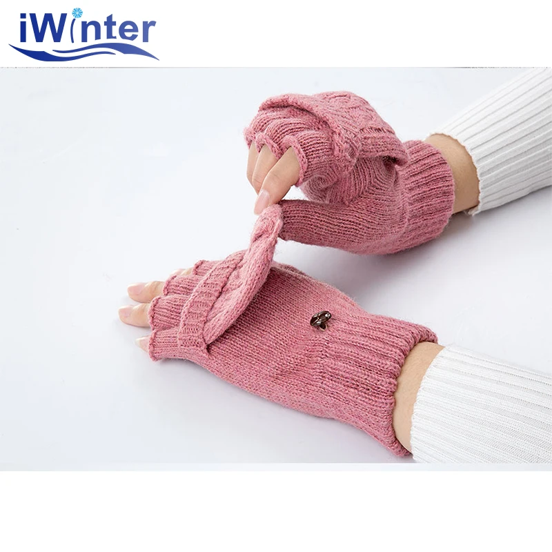 IWINTER Новые зимние перчатки для женщин Mitten Warmer Перчатки без пальцев Девочка из шерсти Открытые перчатки перчатки Зимние женские варежки