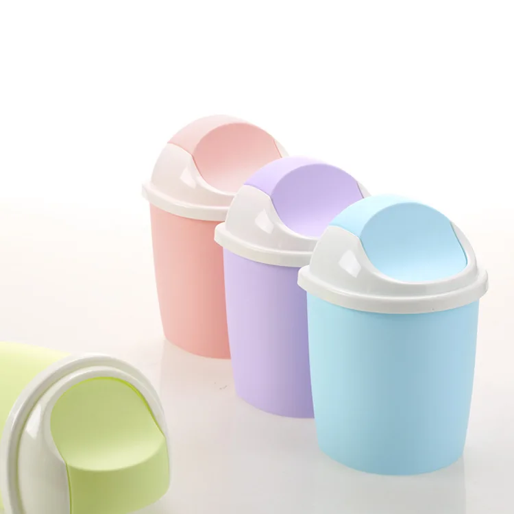 1PC Desktop Garbage Buckets Mini Waste Bins Round Plastic Trash Can Creative Office Paper Bin