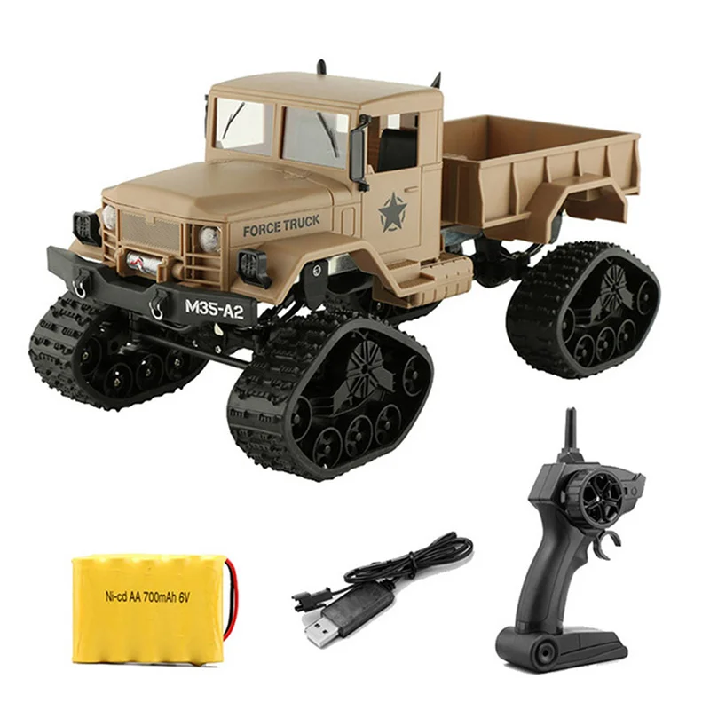 1:16 Full-scale RC Military Truck with WiFi HD Camera FPV Real-time Transmission 4WD Replaceable Tire High Speed RC Car - Color: without camera