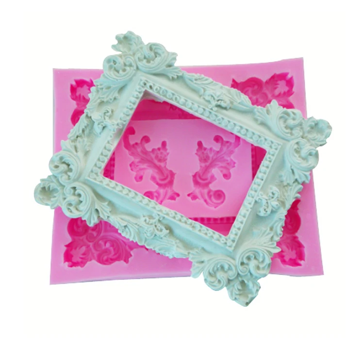Retro European Style Embossed Frame Cake Decorating Fondant Molds Sugarcraft Silicone Chocolate