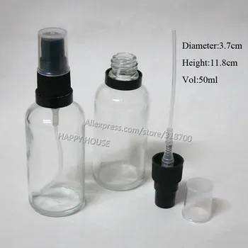 

360 x 50ml Clear Transparent Glass Oil with Tamper Evident Plastic Spray Atomizer, 50 cc Fragance bottle