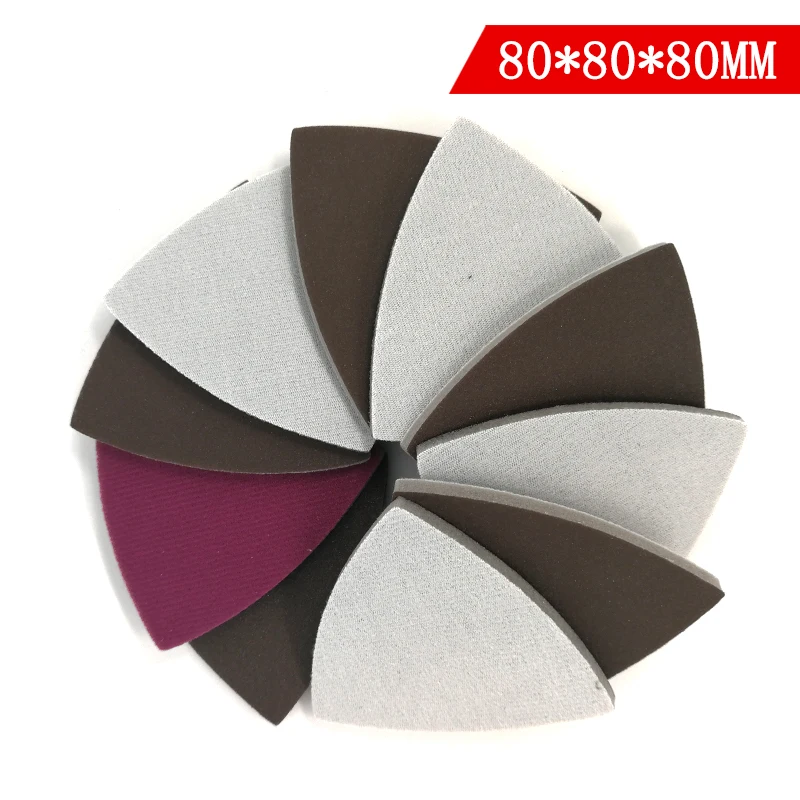 

10Pcs Triangle Flocking Sponge Sanding Disc Sandpaper 80*80*80MM 300-2000 Grit Abrasive Tools for Polishing Grinding