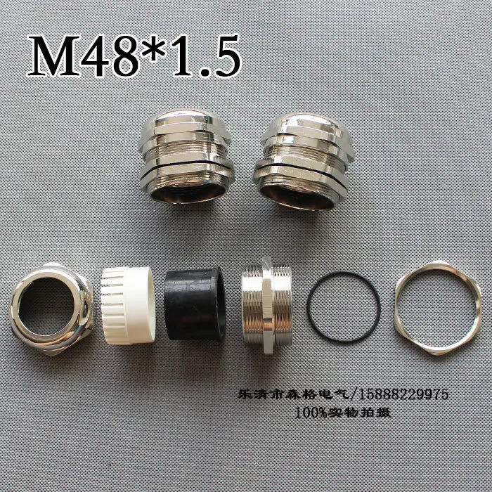 1piece M48*1.5 Nickel Brass Metal Silica gel Waterproof Cable Glands connector Apply to Cable 25-33mm