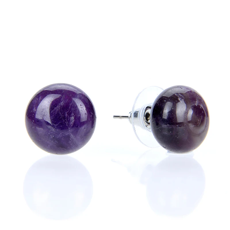 Новинка 1 пара покрытый серебром натуральный камень аметисты розовый цвет Quartzs форма бусины Серьги гвоздики для женщин девушка мода ювелирные изделия подарок