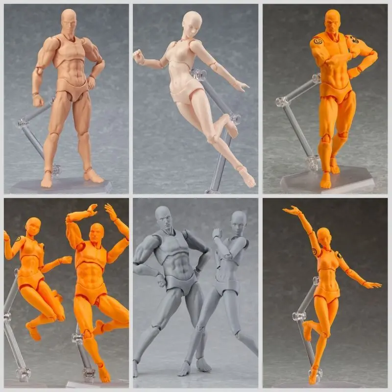 14cm Figma Archetype He She Ferrite Action Figure Human Body Joints Male Female Nude Movable Dolls