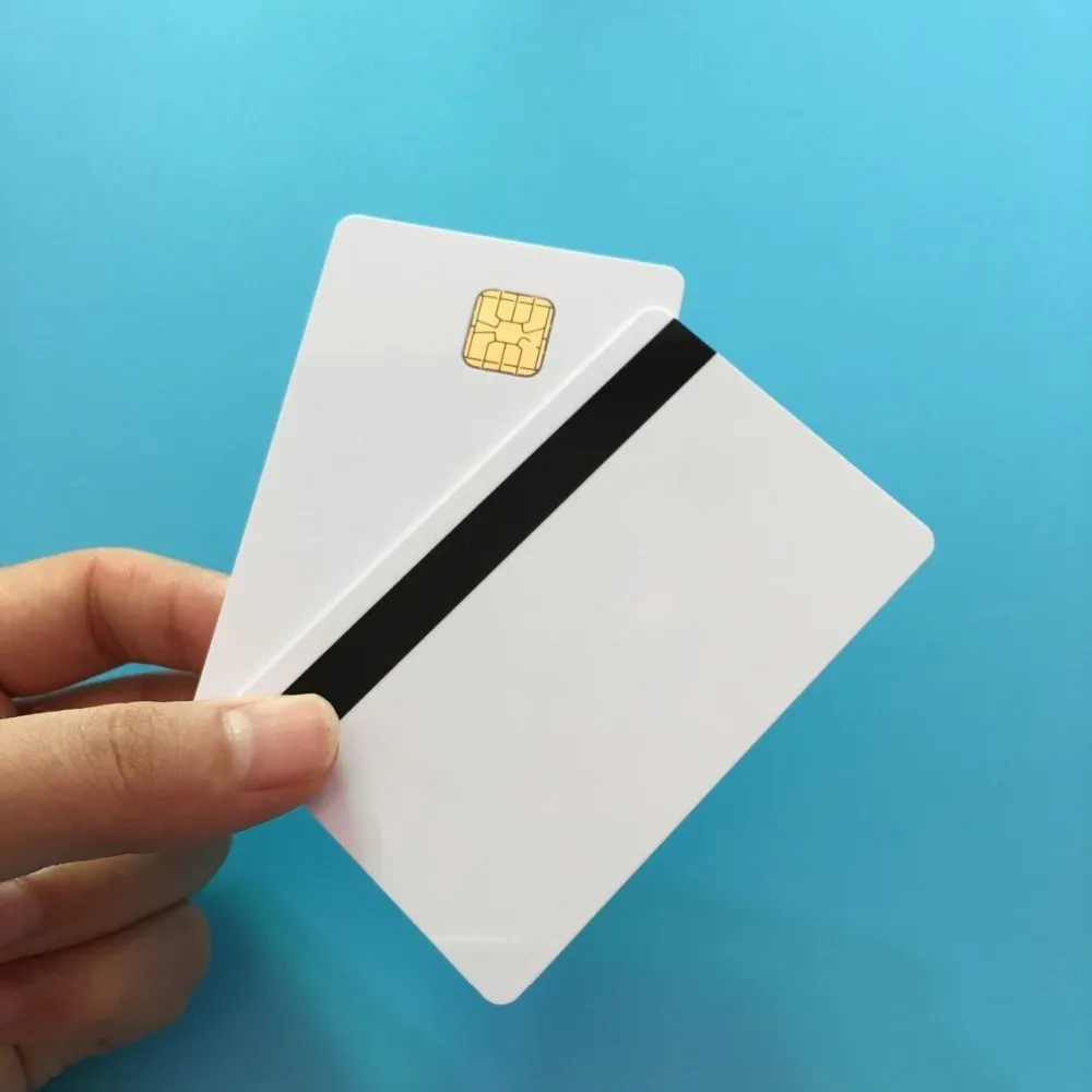 White SLE4428  Big Chip 2 track Hi Co Magnetic Stripe Smart Contact IC Chip Composite IC Card 200PCS