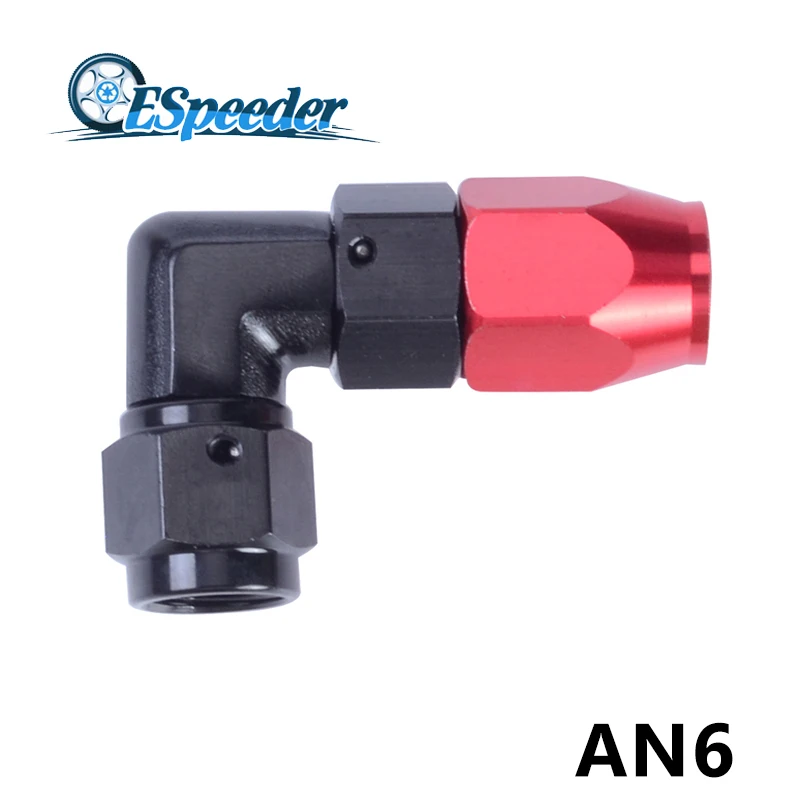 ESPEEDER AN6 Enforced Oil Hose End 90 Degree Aluminum Fittings Hose End Oil Fuel Line Adapter