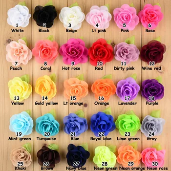 

100 pcs/lot , CHIFFON FLOWER with Leaf 2.3 inch