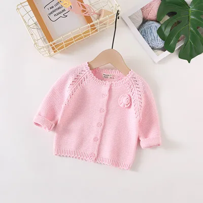 Новое поступление, хлопковый модный вязаный кардиган, свитер, пальто, милое пальто для маленьких девочек, LZ045 - Цвет: pink 3