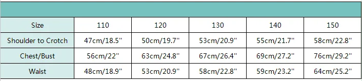 128 size chart