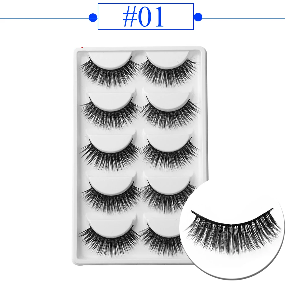 

5 Pairs/Set Thick Long Cross Fiber False Eyelashes Layered Wispy Eye Lashes Party Fluffy Makeup Extension Tools maquiagem