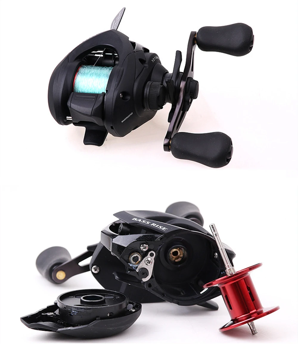 Катушка для ловли рыбы SHIMANO BASS RISE baitcasing 7,2: 1 5 кг с оригинальной нейлоновой леской, прочный Гладкий светильник, рыболовные катушки