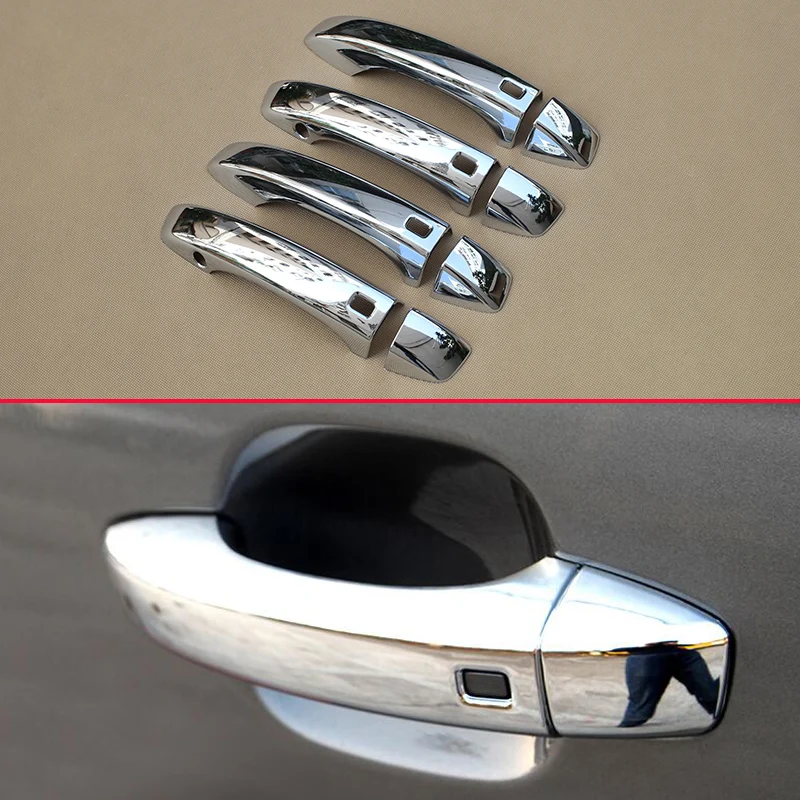 

Glossy Chrome Door Handle Cover For Audi Q7 4M 2016 2017 2018 Keyless Exterior Molding Overlay Trims