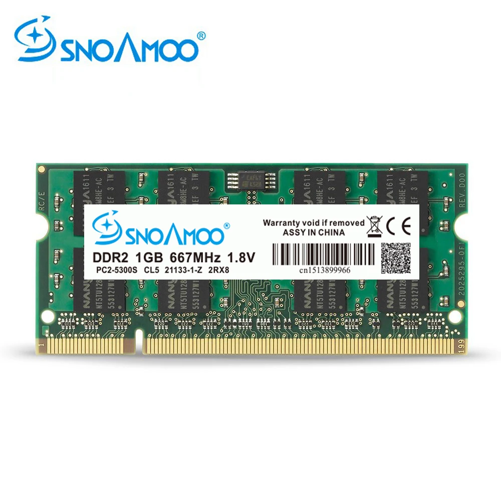 Vente SNOAMOO Ordinateur Portable Ram DDR2 1 GB 2 GB 667 MHz PC2 5300S 800 MHz PC2 6400S 200 Broches CL5 CL6 1.8 V 2Rx8 SO DIMM Ordinateur Mémoire Garantie