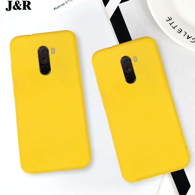 Yellow Solid TPU Case for Xiaomi Pocophone F1 Poco Phone Cases for Xiaomi Pocophone F1 Global Version Soft Back Cover