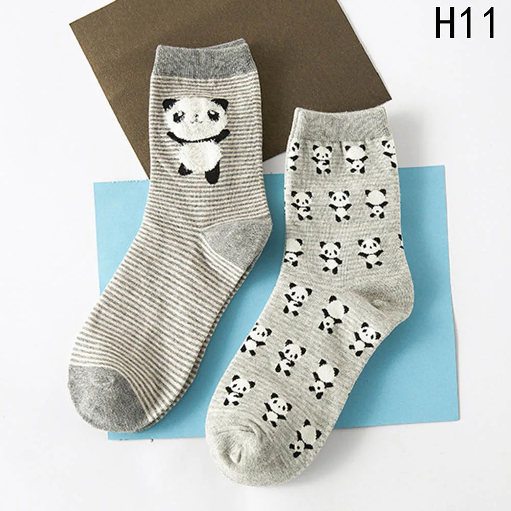 2 пар/компл.! Длинные хлопковые носки с рисунками животных для женщин и девочек, креативные милые мягкие осенне-зимние носки Mieas - Цвет: 11