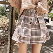 Mishow Женские шотры в клетку с поясом MX18C2448