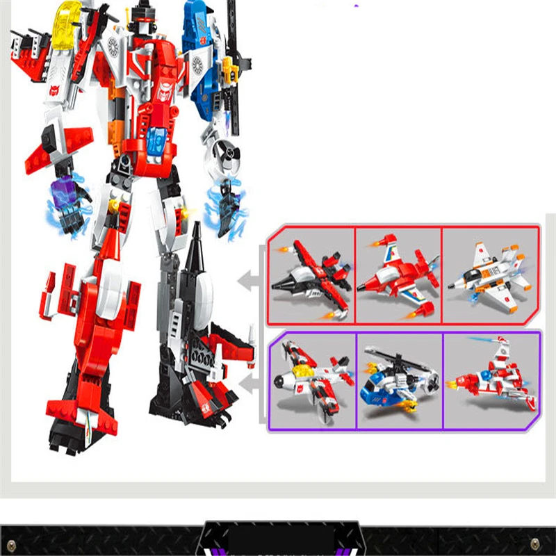 

1405 Mecha 6 In 1 Transform Robot Building Blocks Brick Set Compatible LegoIN Technic Playmobil Toys For Children