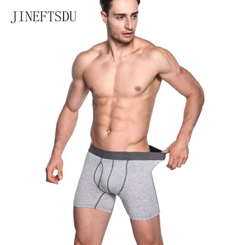 

NEW Men's Boxer Pants Pure Cotton Straight Angle Pants Male Shorts Underpant Lengthen Antifriction Underwear Front Opening