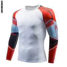 Мужская спортивная рубашка быстросохнущие сжатия Бег футболка Бодибилдинг бренд спортивная рубашка мужская Бег футболка