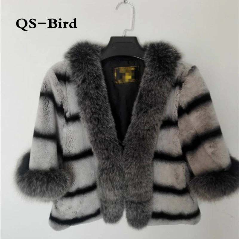 Fourrure Court Rex De Black Manteau Col Raton La noir Renard Lapin And Patchwork Entière Décontractée Mode Laveur Peau Hiver En Avec white Paragraphe Beige OrOq4FwE