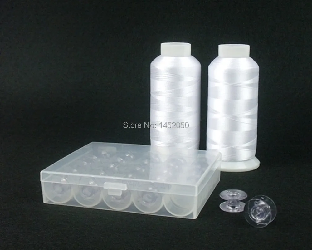 

5000M/spool Embroidery Bottom Thread + 25pcs Size A Plastic Empty Bobbins