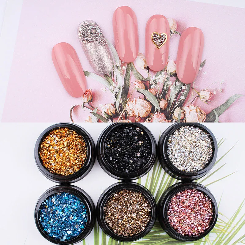 

Nail Art Jewelry Net Red with Zircon Micro Diamond Crystal Sand Mixed Light Therapy Nail Art Shining Tips Nail Decoration Diy