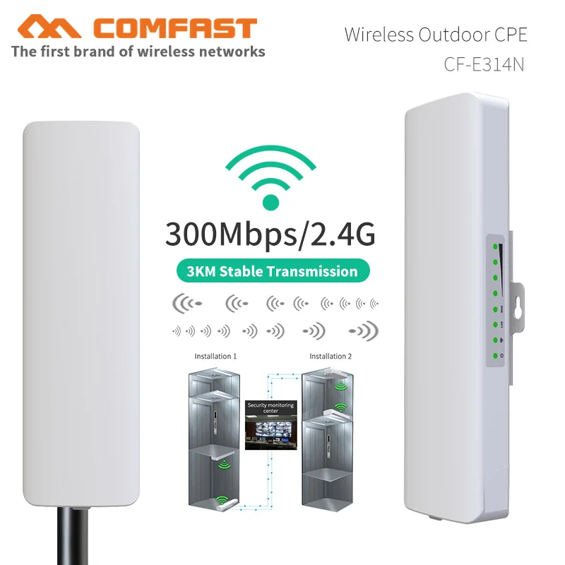 

COMFAST 300Mbps 2.4Ghz Outdoor Mini Wireless Bridge WIFI CPE Access Point WIFI repeater Antenna for IP cam Elevator monitoring