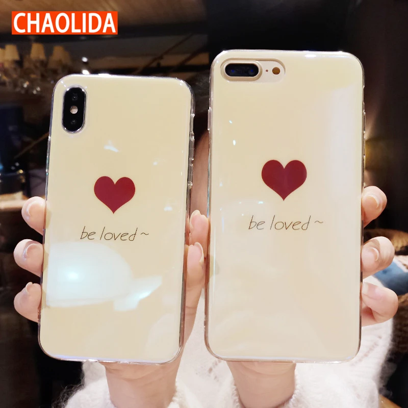 Fille CHAOLIDA Grosir TPU Lembut Handphone untuk Iphone X 6 6 s 6 Ditambah 7 7 Ditambah 8 8 Ditambah Merah Hati Ponsel Kembali Covers untuk pecinta