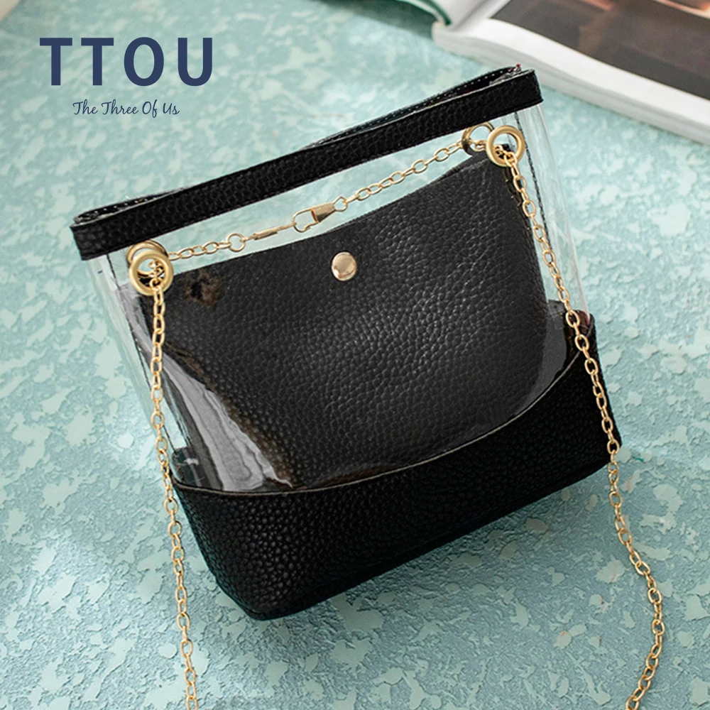 

Transparent Jelly Bag for Women PU Leather PVC Shoulder Bag Small Chain Bags Ladies Handbags Female Mini Pouch Teenahge Girls