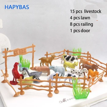 15pcs/pack Farm Animals Toys 2 Animal cow dog sheep goose Family Farm Poultry Feed Fence Simulation Model toy for Children 120 150kg h poultry farm equipment animal feed pellet machine cheap price floating fish feed pellet making machine