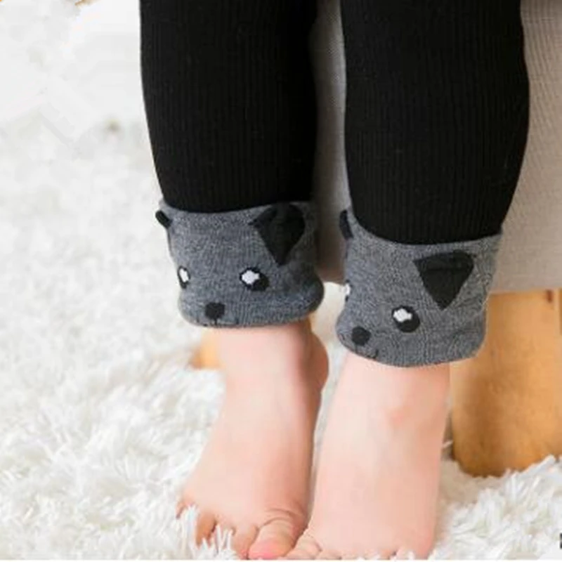 

2018 autumn and winter new cartoon baby plus file leggings children plus velvet thick baby warm pants