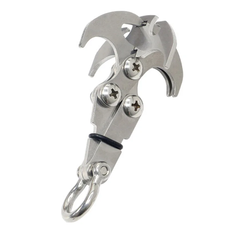 

Outdoor Survival Folding Grappling Hook Stainless Steel Multifunctional Climbing Claw Carabiner Travel Rescue Tool Climbing Tool