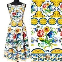 Полиэстер весна и лето мода печать ткань для платья юбки ремень старшего печати ткани оптом на заказ