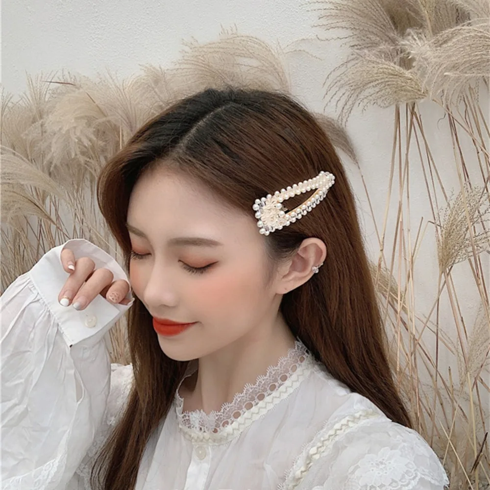 

M MISM Korean Fashion Braided Imitiation Pearl Hairpins Hair Clips Women Hair Accessorie Crystal Beads Hairgrip haar accessoires