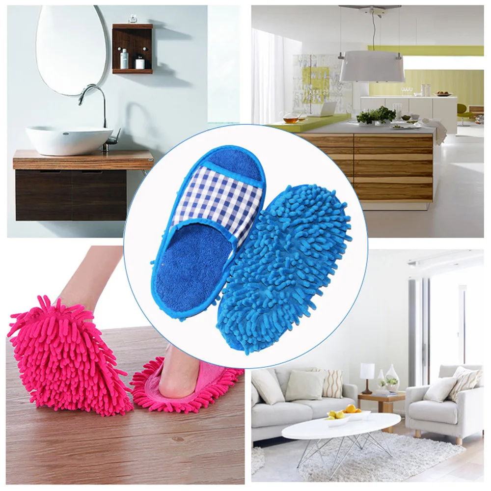 

1 Pair household cleaning cloths Mop Slipper Floor Polishing Cover Cleaner lazy Dusting Cleaning Foot Shoes wearing mop supplies