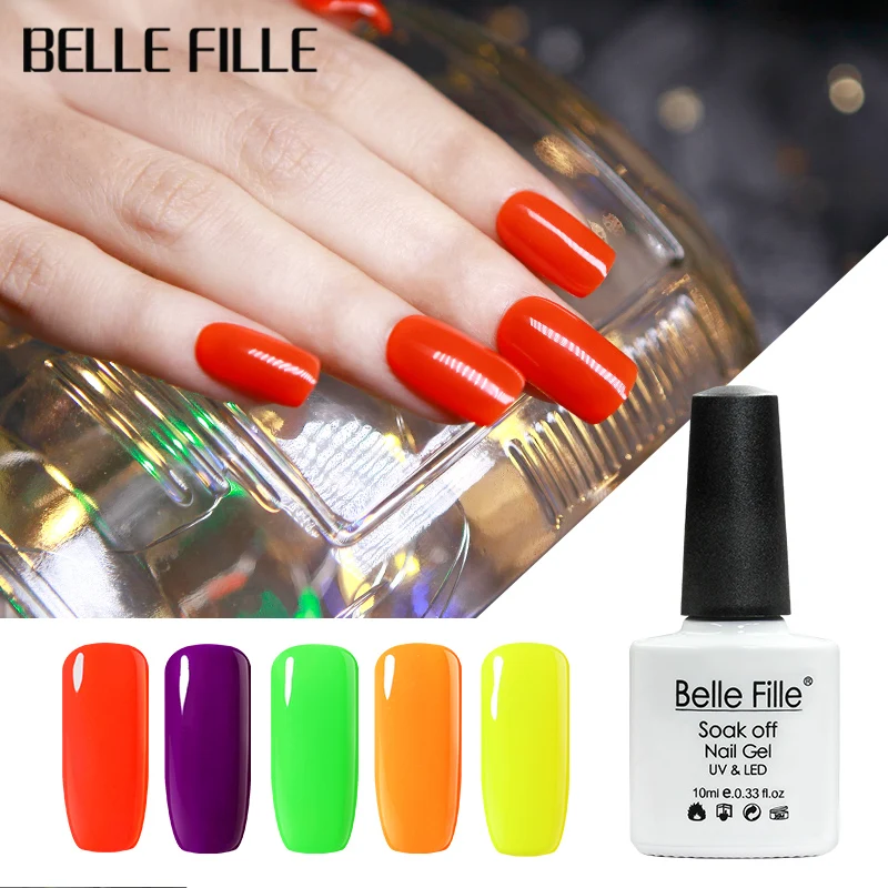 Belle Fille Neon цвета серии 2 шт./лот 10 мл УФ гель для ногтей Soak Off Гель Дизайн лак Vernis Esmalte
