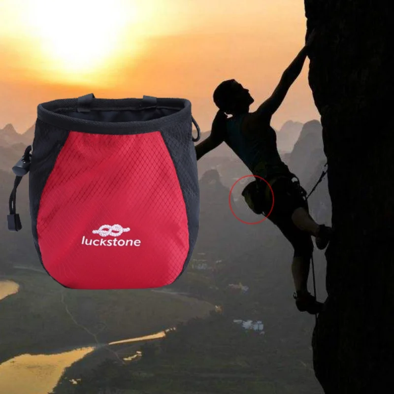 

Chalk Bag Magnesium Powder Storage Pouch for Rock Climbing Gym with Drawstring Adjustable Waist Belt