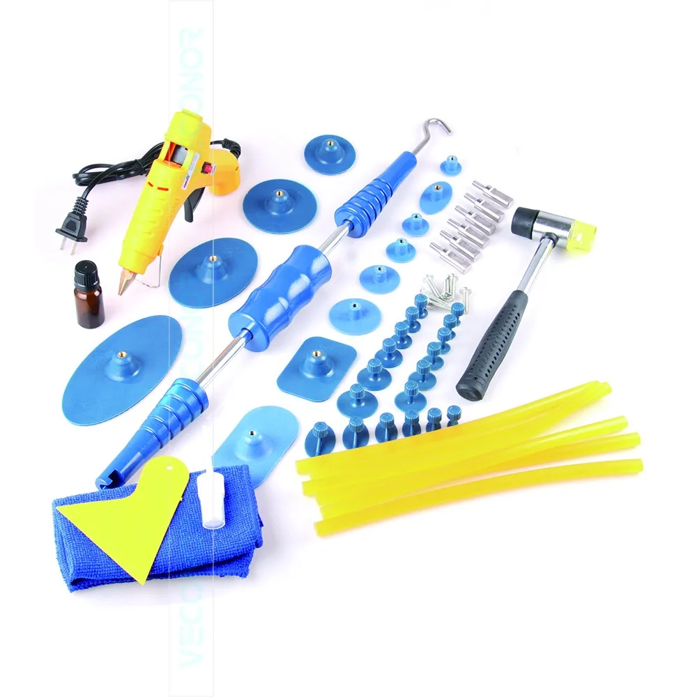 53 pieces set panel dent repair tool auto dent puller PDR tool with 30 pcs glue puller tabs auto repair tools