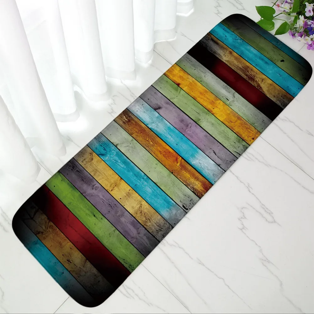 

Non-slip Bathroom Carpet Colorful Stripe Toilet Bath Mat Soft Flannel Door Mat Kitchen Floor Mats Water Absorption Shower Rugs
