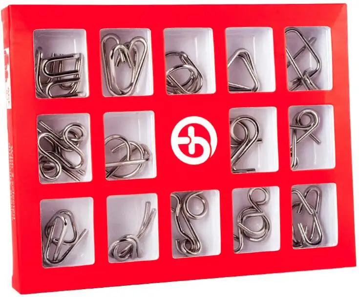 15 в 1 комплект, IQ паззл Металическая проволока, Волшебная головоломка для ума, игра для взрослых, Детский Рождественский подарок